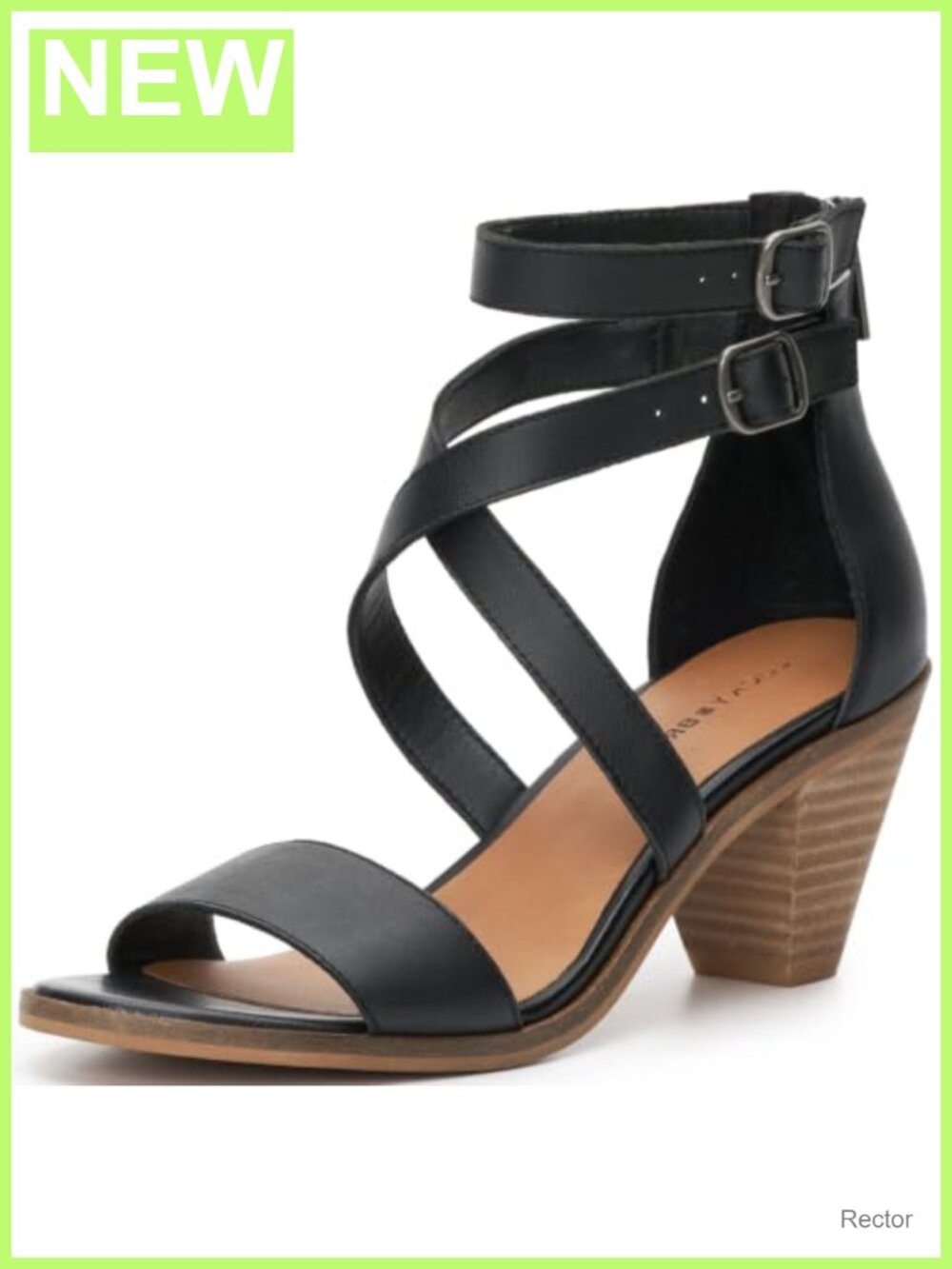 Genuine Leather Ankle Strap Block Heel Sandals Women Wedge